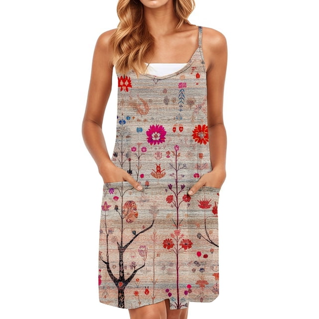WILLBEST Vestido De Mujer Para Mujer, Falda Con Tirantes Estilo Vacaciones Estampado Playa Verano 2979
