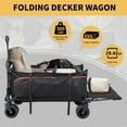 thumbnail image 6 of Lilypelle 550L Large Capacity Folding Decker Wagon, 55" Extra Long Extender Wagon Cart, 300lbs Heavy Duty Collapsible Wagon, All-Terrain Big Wheels for Camping, Beach, Sports, Shopping, Black, 6 of 9