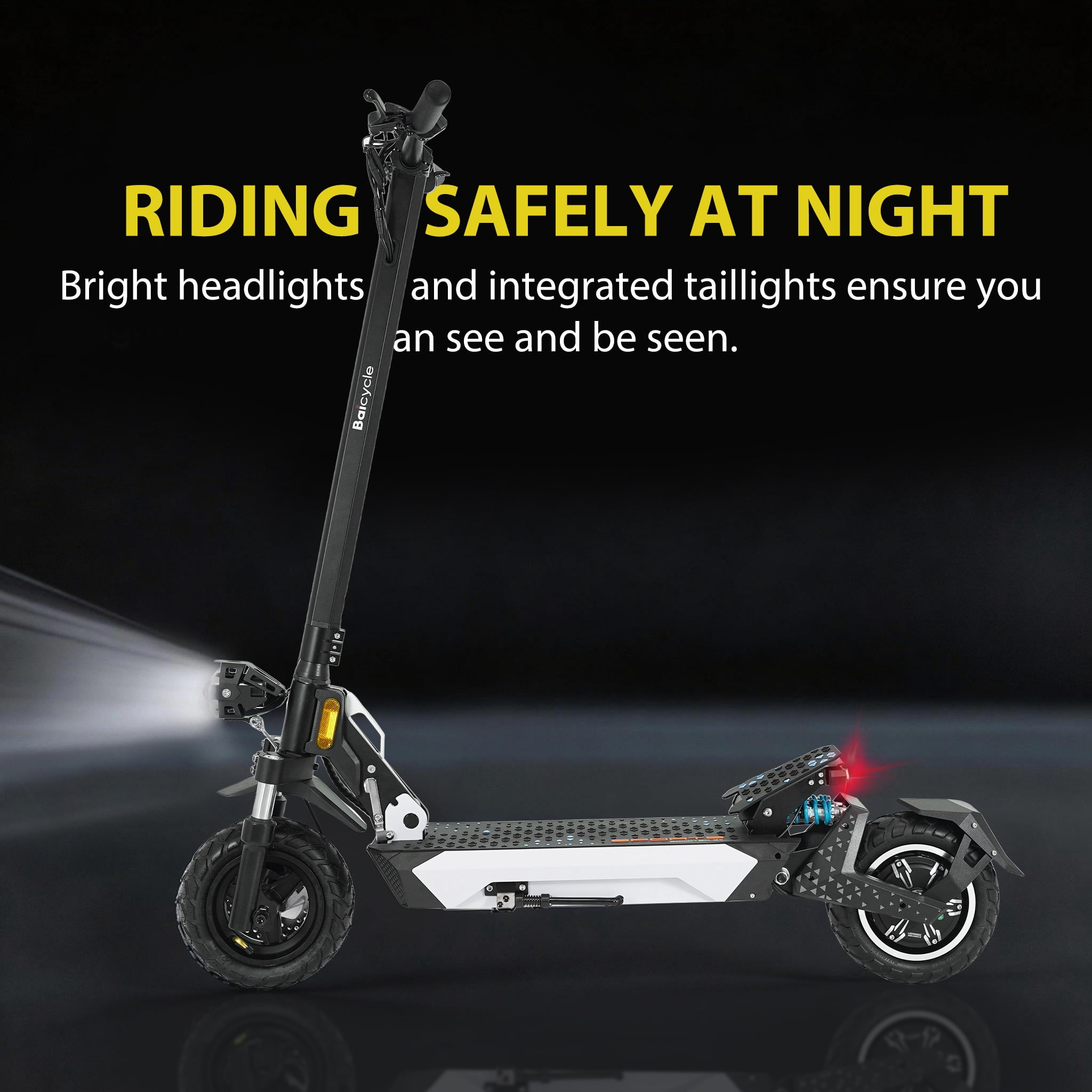 Baicycle G4 Adult Folding Electric Scooter (1600W/28MPH/40 miles/10-inch fat tires) - Black, UL2272 Certified Teen Electric Scooter