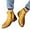 Yellow, variant on Lovskoo 2024 Men's Mid-Calf Boots Round Toe Chunky Heel Pleated Western Denim Boots Side Zipper Boots Leather Shoes Black