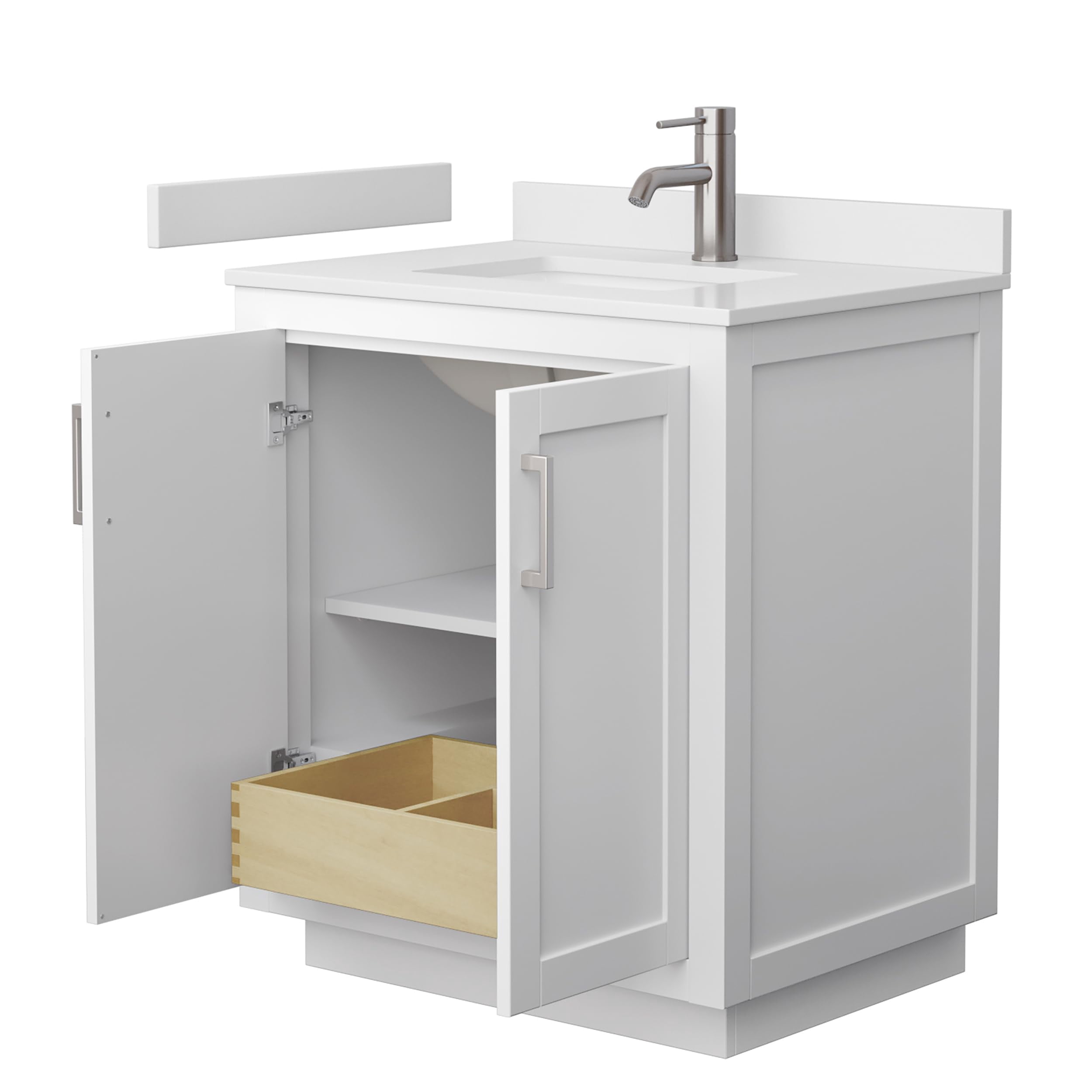 Wyndham Collection Miranda 30" Wood Single Bathroom Vanity in Brush Nickel/White