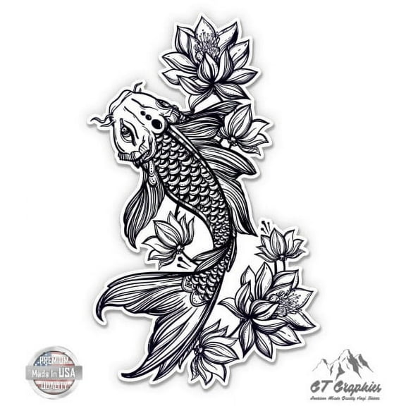 Koi Fish Beautiful - 3" Vinyl Sticker - For Car Laptop I-Pad Phone Helmet Hard Hat - Waterproof Decal