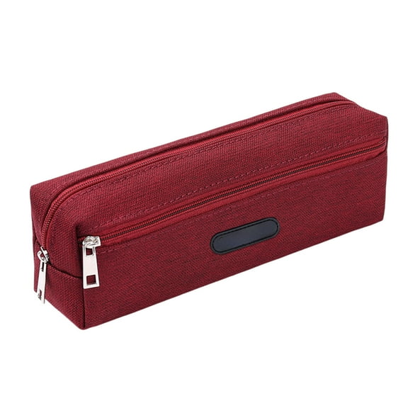 Cylindrical Pencil Case,Elementary Zippered Organizer,Large Capacity Stationery Storage for Supplies,Wine