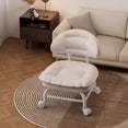 thumbnail image 4 of Tabouret à Dossier Pivotant avec Roues, Siège Rond Compact pour la Maison/le Bureau, Soutien Ergonomique, Blanc, 4 of 9