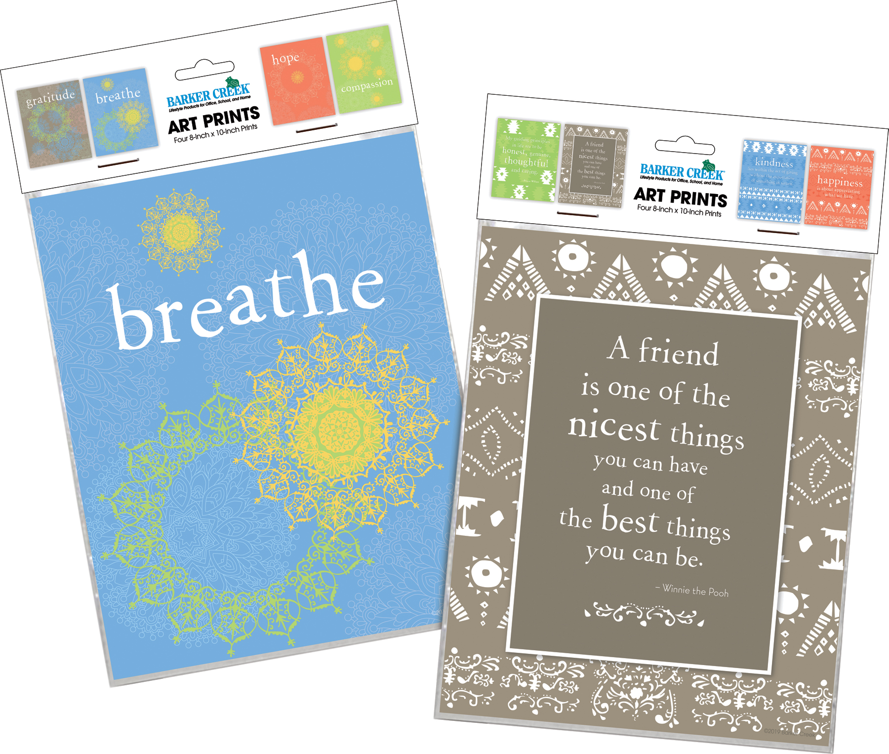 Barker Creek Be Kind Motivational Art Prints ̶ Set of 8, 8" x 10"