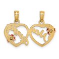 thumbnail image 4 of 14k Two-tone Gold Mom - Daughter Breakable Hearts Pendant, 4 of 5