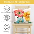thumbnail image 3 of Spring Summer Flower Decorative Throw Pillow Covers 18 x 18 Set of 4, Watercolor Poppy Hydrangea Floral Porch Patio Outdoor Home Decor, Butterfly Seasonal Couch Cushion Case, 3 of 6