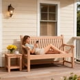 thumbnail image 6 of GONICHA Garden Bench for 2-Person,All-Weather Outdoor Bench for Patio, Park and Porch,Teak color, 6 of 9