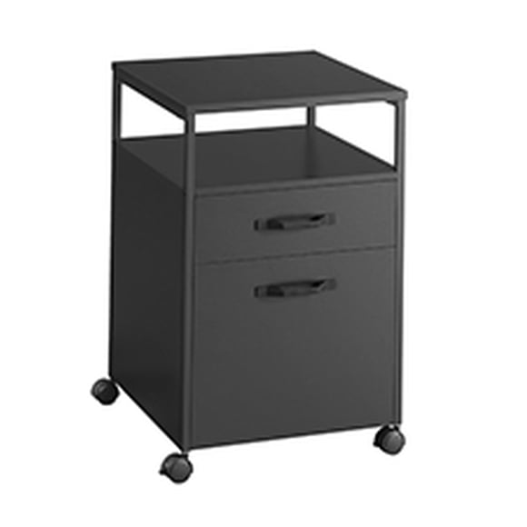 VASAGLE File Cabinet, Mobile Filing Cabinet with Wheels, 2 Drawers, Open Shelf, for A4, Letter Size, Hanging File Folders, Ink Black