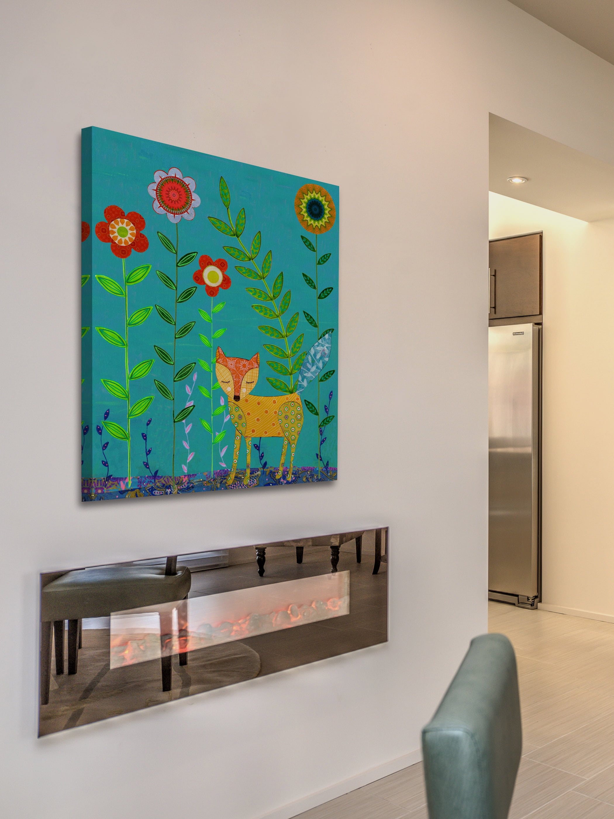 "Yellow Fox" Painting Print on Wrapped Canvas