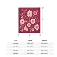 thumbnail image 5 of Durable Soft Flannel Blanket with Elegant Floral Design on Rich Maroon Background - Cozy for Sofa Travel Bed and Chair, 5 of 7