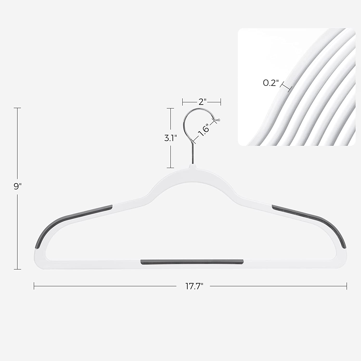 SONGMICS 50 Pack Clothes Hangers Plastic Coat Hangers Space-Saving 360° Swivel Hook Cloud White and Dark Gray