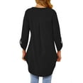 thumbnail image 6 of Women 3/4 Sleeve Notch V Neck Asymmetric Hem Shirt, 6 of 11