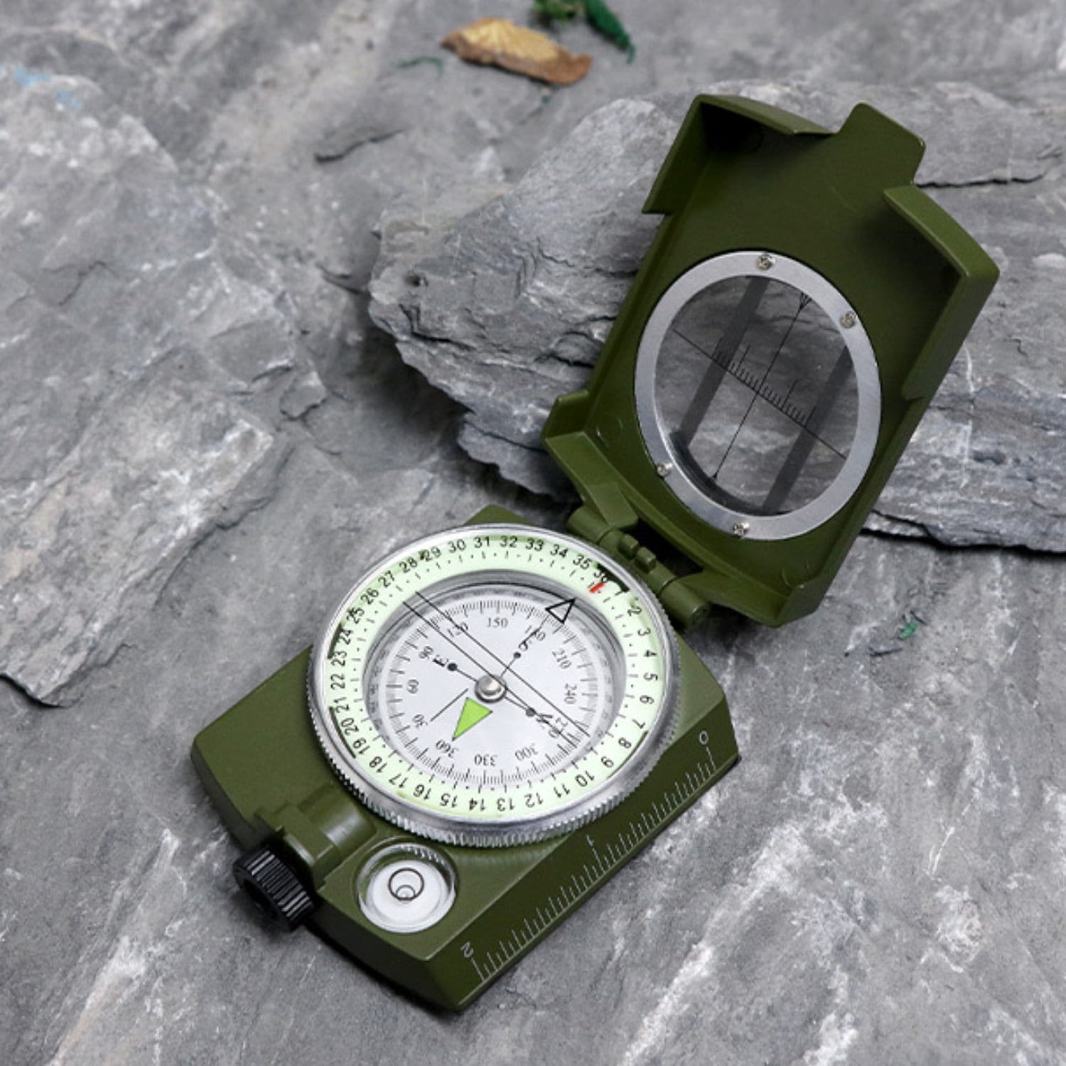 2 Pack,Army green,Camping Survival Compass Glow in The Dark Military Compass Survival Gearfor for Hiking, Camping,Backpacking, Outdoor Activities