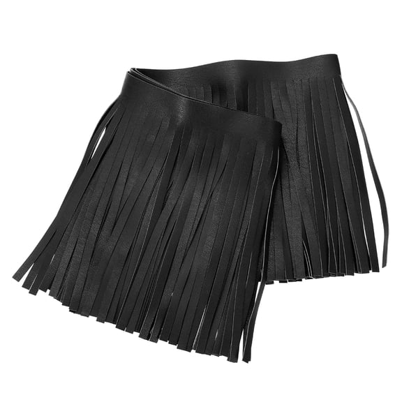 Uxcell 1 Yard PU Leather Fringe Trim, 6 Inch(15cm) Wide Double Side Leather Sewing Tassel Trim Ribbon for DIY Craft Sewing Clothing Handbag Embellishment Decoration, Black