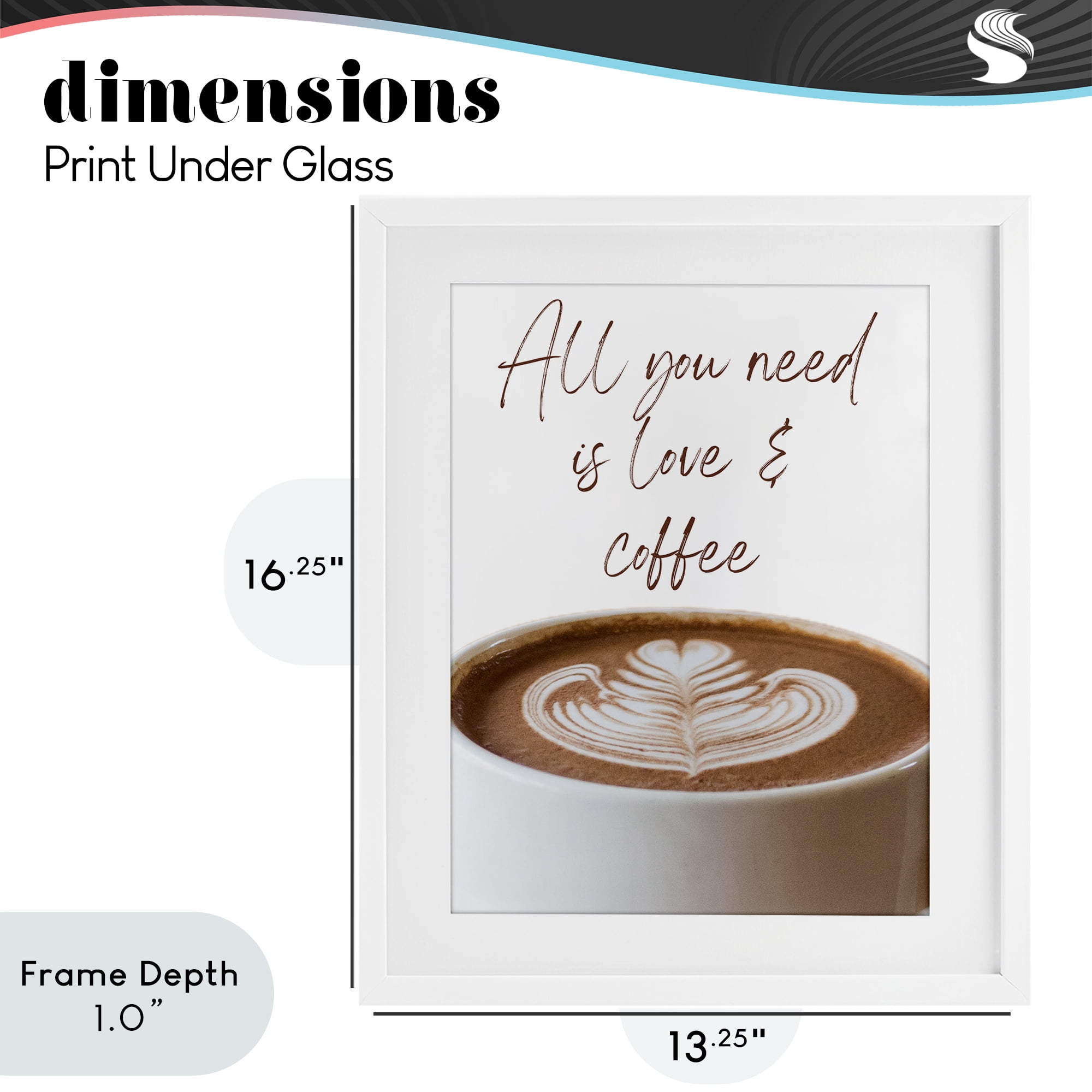 Stupell Industries All You Need Love & Coffee White Framed Print Under Glass, design by Jesse Keith
