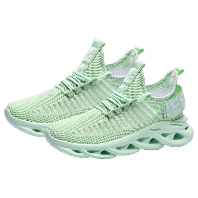 Zapatos para caminar transpirables sin cordones para hombre, zapatillas de deporte informales ultraligeras y a la moda para gimnasio, color verde