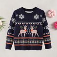 thumbnail image 4 of Suéteres De Punto Jersey de punto para niños y niñas Suéter con copos de nieve navideños con estampado de alces para niños Ygjytge Azul marino 6-7- años para Niña, 4 of 5