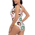 thumbnail image 4 of Honeii Colorful Donuts for women's one-piece swimsuit featuring a chic one-shoulder design experience elegance and style in the water-X-Large, 4 of 6