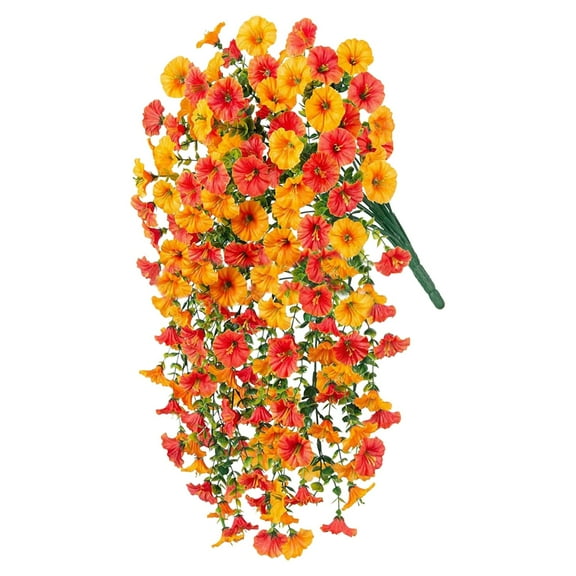 deevoka Hanging Artificial Flowers Silk Hanging Plants for Garden Yard Yellow Orange
