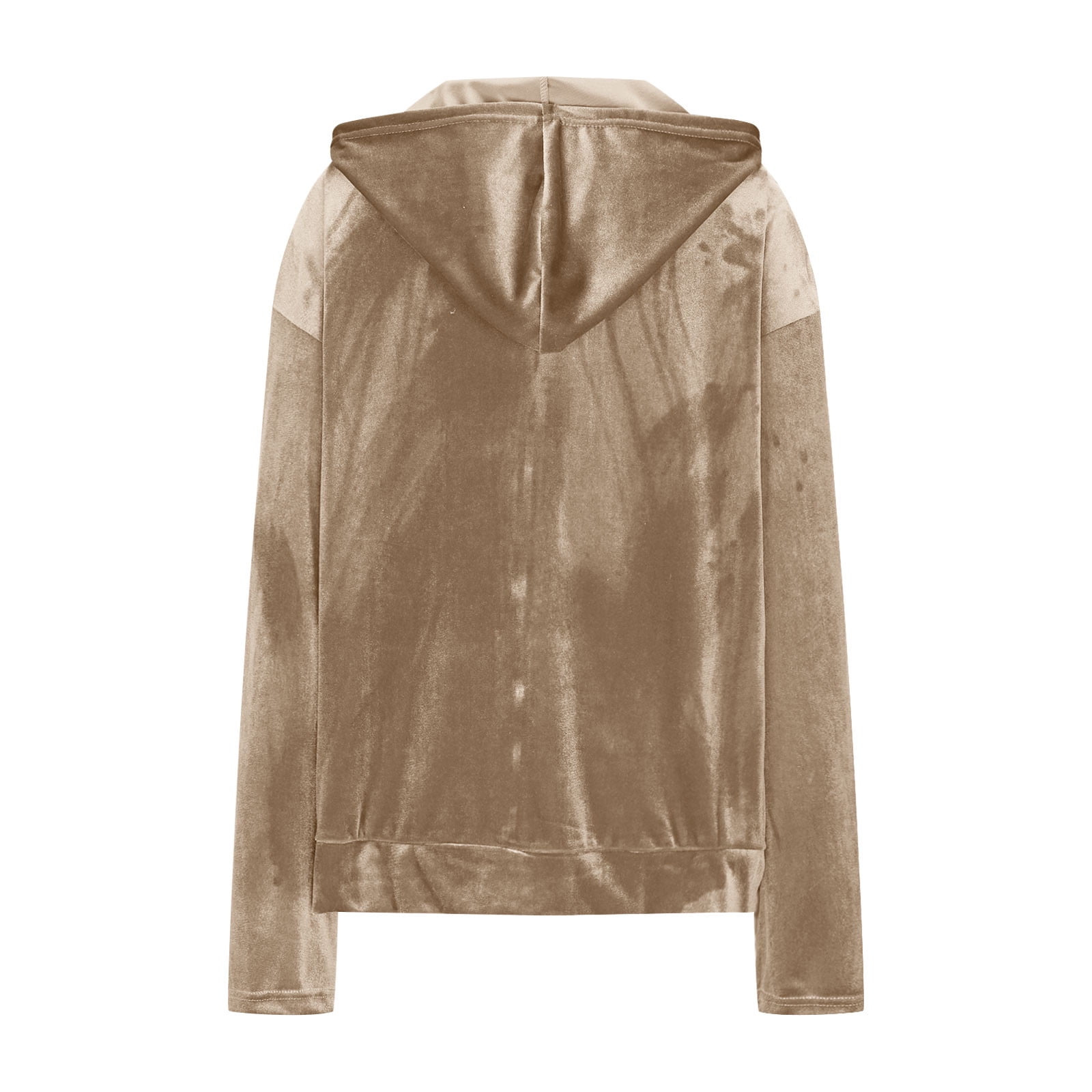 Women's Velour Hooded Jacket Long Sleeve Full Zip Outerwear Soft