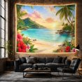 thumbnail image 6 of Tropical Sunset Beach With Hibiscus and Islands, Peaceful Coastal Style for Beach Lovers, Island Wall Art, Housewarming Gift, Tapestry Wall Hanging for Bedroom and Living Room, 6 of 7