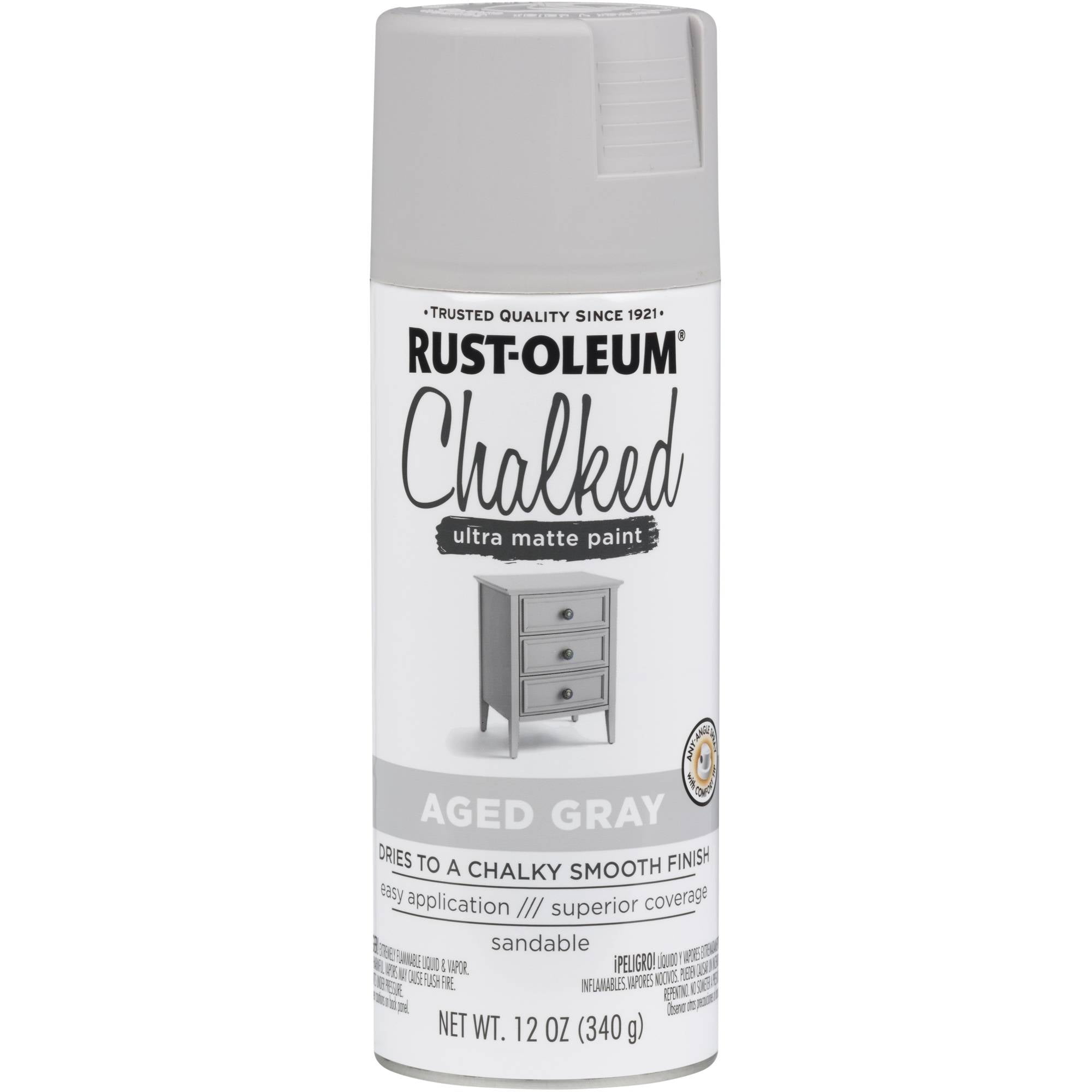 Aged Gray, RustOleum Chalked Ultra Matte Spray Paint, 12 oz Walmart