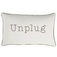 thumbnail image 2 of Sunbrella Sorra Home Indoor/Outdoor  Lumbar "Unplug" Embroidered Pillow 20 x 13 x 6 in - Ivory and Taupe, 2 of 5