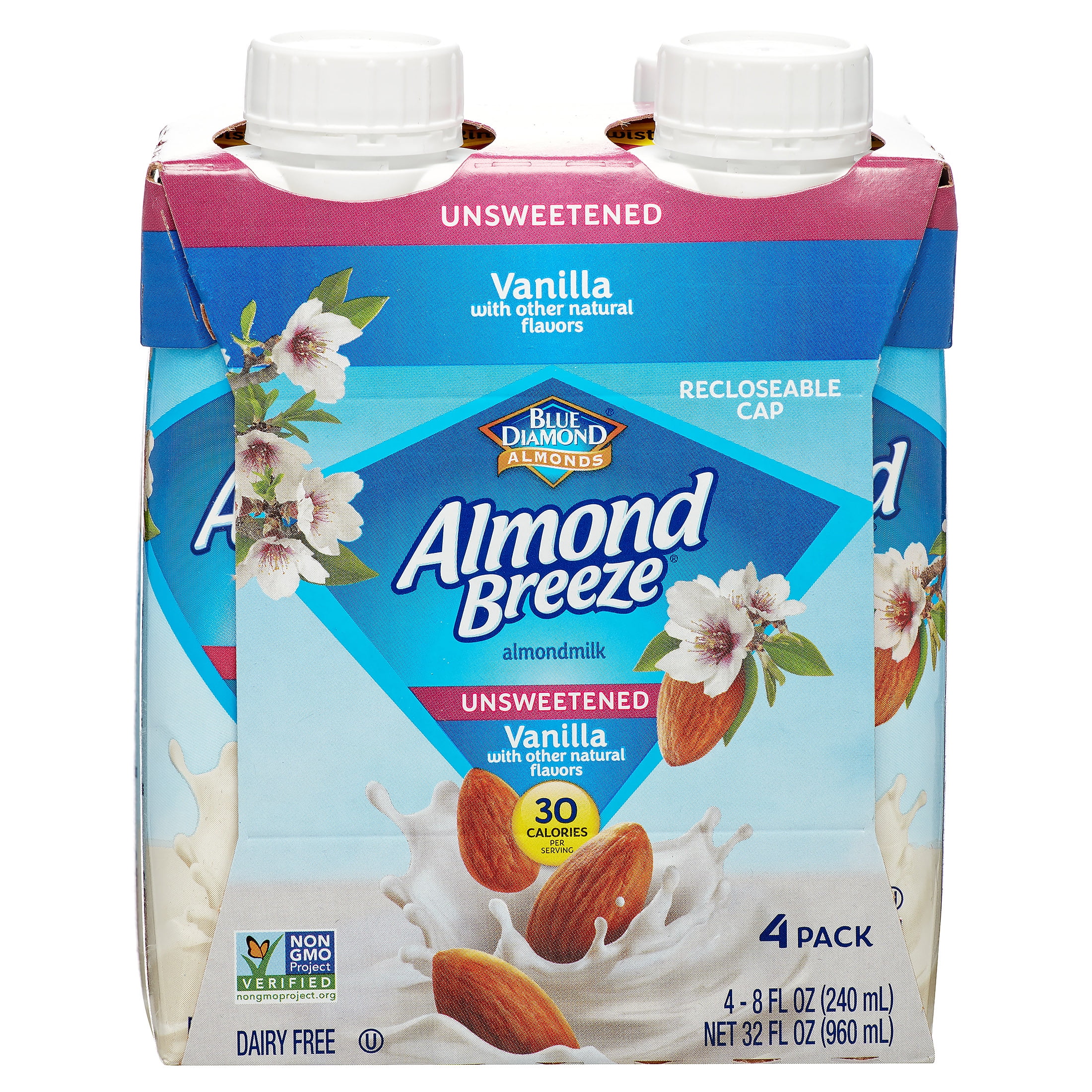 Almond Breeze Almondmilk, Unsweetened Vanilla 8 oz, 4 count