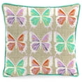 thumbnail image 4 of Jordan Manufacturing 16" x 16" Beige and Turquoise Butterfly Reversible Square Outdoor Throw Pillow with Welt, 4 of 12