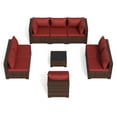 thumbnail image 6 of ELPOSUN Patio Furniture Set, Outdoor Patio Furniture Wicker Furniture Couch Set, 9 Pieces Outdoor Sectional Sofa, Patio Furniture Set, Outdoor Patio Set for Porch Furniture (Burgundy Red), 6 of 7