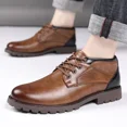 thumbnail image 5 of Botas de cuero de alta calidad para hombre, botines marrones Vintage, calzado informal de trabajo de diseñador, botas Chelsea para hombre al aire libre, talla 38-48, 5 of 5