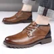 thumbnail image 5 of Botas de cuero de alta calidad para hombre, botines marrones Vintage, calzado informal de trabajo de diseñador, botas Chelsea para hombre al aire libre, talla 38-48, 5 of 5