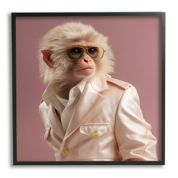 Stupell Industries Fashionable Monkey Portrait Animals & Insects Painting Black Framed Art Print Wall Art, 12 x 12