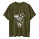 thumbnail image 4 of ICHUANYI Clearance Women's Vintage Gothic Sun And Print Pattern Drop Sleeves Summer Short Sleeve Tops Blouse(Army Green, XXL) ICHUANYI WER2023081206797, 4 of 7