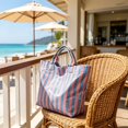 thumbnail image 6 of Striped Beach Tote Bag, Large Capacity Waterproof Striped Shoulder Handbag, Lightweight Reusable Grocery Shopping Bag, Casual Multicolor Stripe Carry Bag for Travel Pool Picnic Daily Outdoor Use, 6 of 7