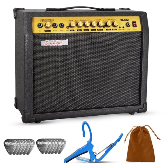 5 Core Guitar Amp 80 Watt Electric Amplifier w Built in 10" Speaker Portable Mini Practice Amps