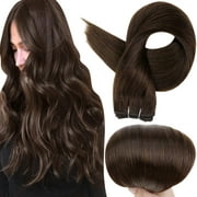 Full Shine Sew in Weft Extensions 18 inch Double Wefted Hair Human Hair Bundles Darker Brown 100g