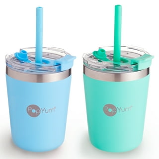 Tiblue Kids & Toddler Cups - Spill Proof Stainless Steel Smoothie Tumblers  with Leak Proof Lids Silicone Straw with Stopper & Sleeve - BPA FREE Snack  Cups for Baby Girls Boys(4 Pack