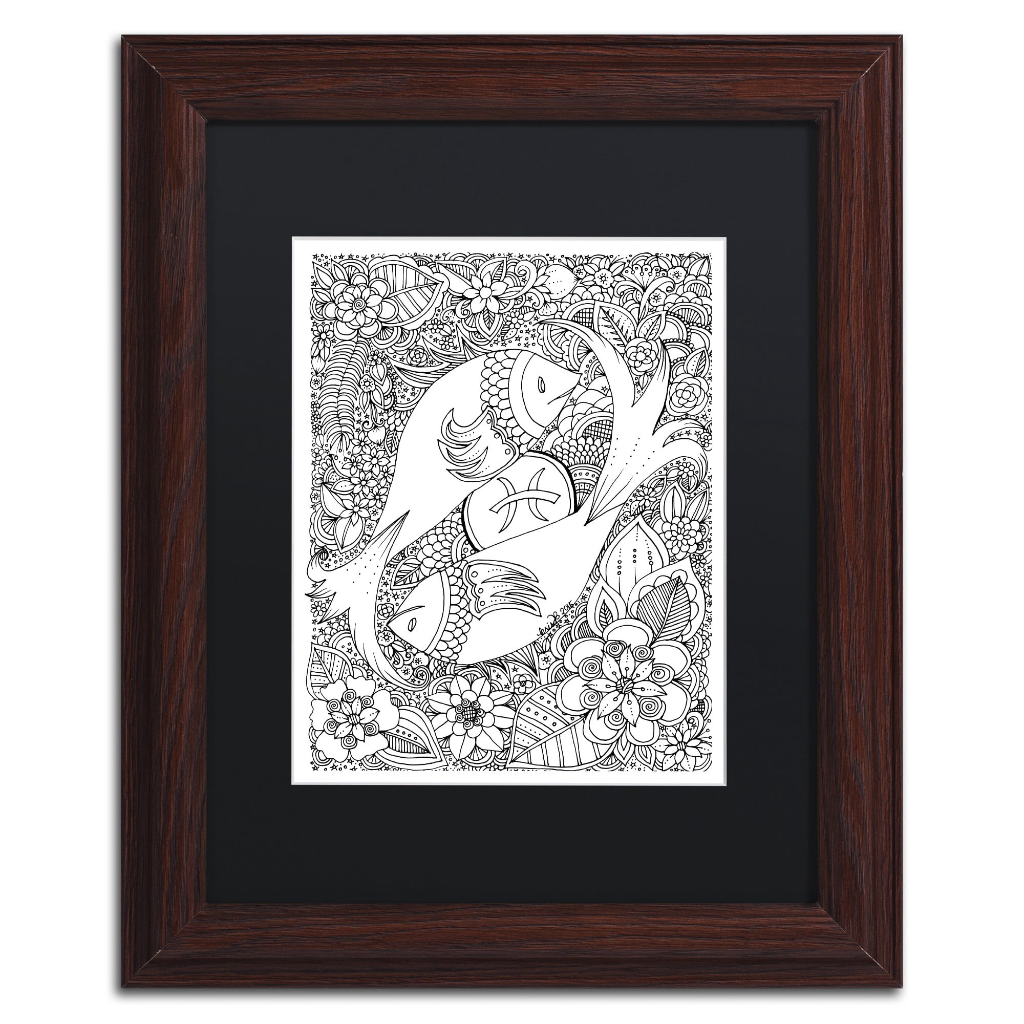 Trademark Fine Art 'Fish' Canvas Art by KCDoodleArt Black Matte, Wood Frame