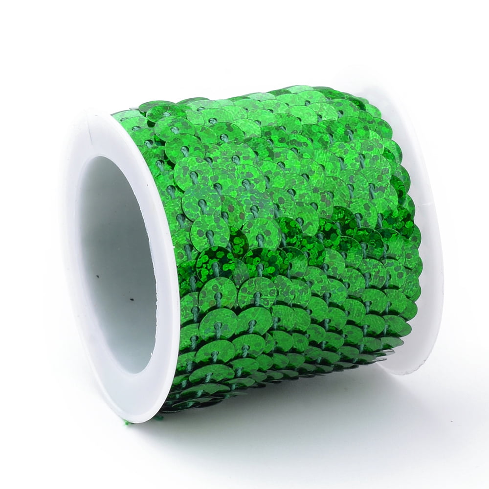 25rolls Eco-Friendly Plastic Paillette Beads Sequins Beads Ornament Accessories Flat Round Green 6mm 5m/roll