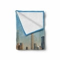 thumbnail image 2 of Urban Soft Flannel Fleece Throw Blanket, New York City Skyline over River Empire State Building Boats and Skyscrapers, Cozy Plush for Indoor and Outdoor Use, 50" x 70", Blue Brown, by Ambesonne, 2 of 6