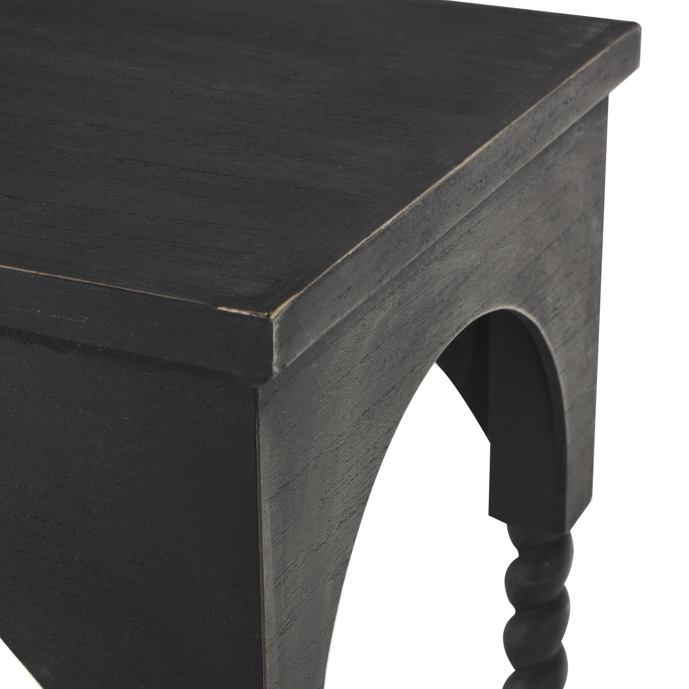 DecMode 47" x 32" Black Wood Arched Console Table, 1-Piece