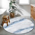 thumbnail image 4 of Blue Grey Marble Round Area Rug 3 FT, Small Kitchen Bathroom Mat, Vintage Abstract Modern Art Crack Washable Indoor Outdoor Throw Runner Carpet Non-Shedding Doormat for Table Shower Sofa Entryway, 4 of 9