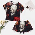 thumbnail image 4 of Dandadan Summer Home Suit For Womens Short-Sleeved Pajama Set 2pcs Loungewear Soft Sleepwear T-Shirts Tee Shirt Top And Short Sleeping Pants, 4 of 8
