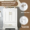 thumbnail image 5 of 24" Durable Solid Wood Frame Bathroom Vanity with Storage, Modern Minimalist Bathroom Vanity with Ceramic Sink, Freestanding Storage Cabinet with Soft Close Doors for Bathroom Organization, White, 5 of 9