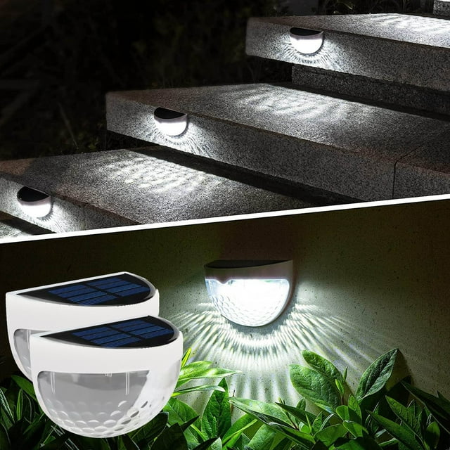 Fiudx Luces Solares para Cercas, Iluminación Exterior de Diseño Innovador, Función de Anochecer a Amanecer, Resistencia Al Agua Ip65, 6-12 Horas de Iluminación, Luces Decorativas para Jardín, Solució