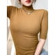 thumbnail image 3 of Camiseta básica de algodón para mujer, Camiseta ajustada de cuello alto, camisetas de manga corta, camiseta blanca elástica informal para mujer, 3 of 4