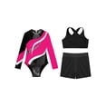 thumbnail image 3 of Miutii Kids Girls Gymnastics Leotard Ballet Dance Athletic Biketard Bodysuit Vest with Shorts 3Pcs Set Dancewear Hot Pink 10, 3 of 5
