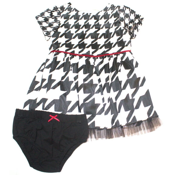Hartstrings Infant Girls Houndstooth Shantung Dress and Diaper Cover Set